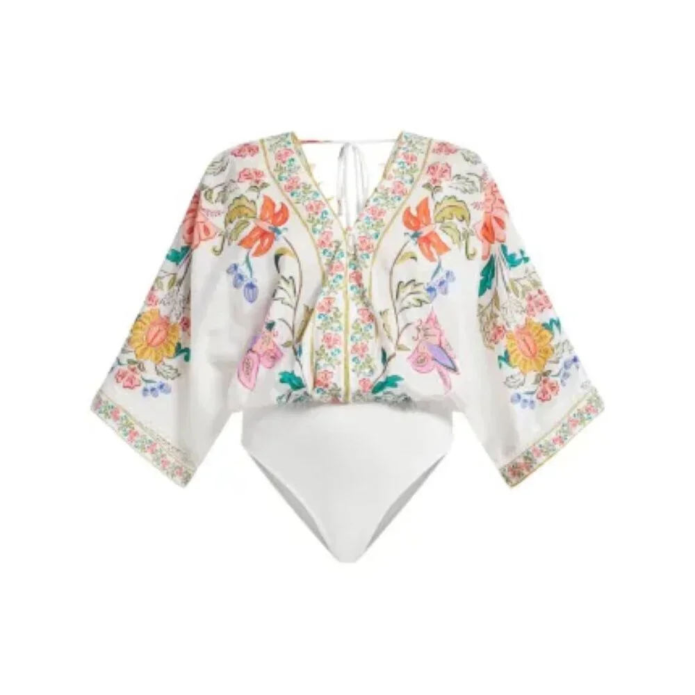 FARM Rio Off-White Insects Floral Bodysuit - Picture 5 of 10